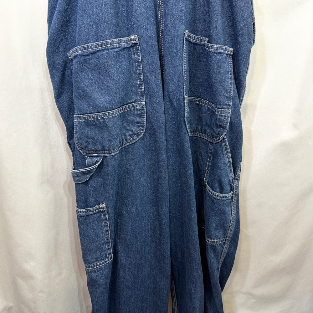Berne Mens 36x32 Denim Bib Overalls Dark Wash Workwear Blue Cotton Carpenter B - Picture 12 of 12